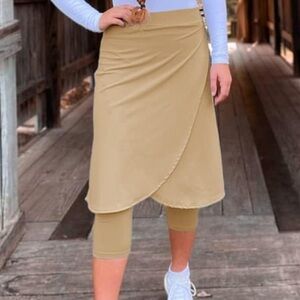 Beige Wrap Skirt with Leggings
